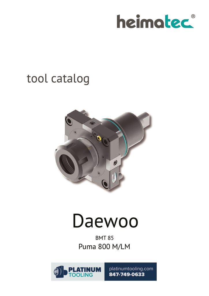 Daewoo Puma 800 M-LM BMT 85 Heimatec Catalog For Live and Static Tools